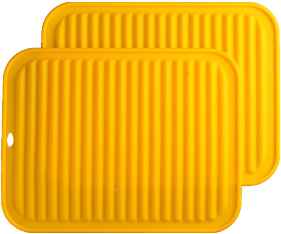 Silicone Trivets Mat Set Smithcraft 9"X12" Big Place Mat, Hot Pads, Kitchen Table Mat - Waterproof, (Set of 2) Non Slip, Flexible, Durable, Dishwasher Safe Color: Yellow