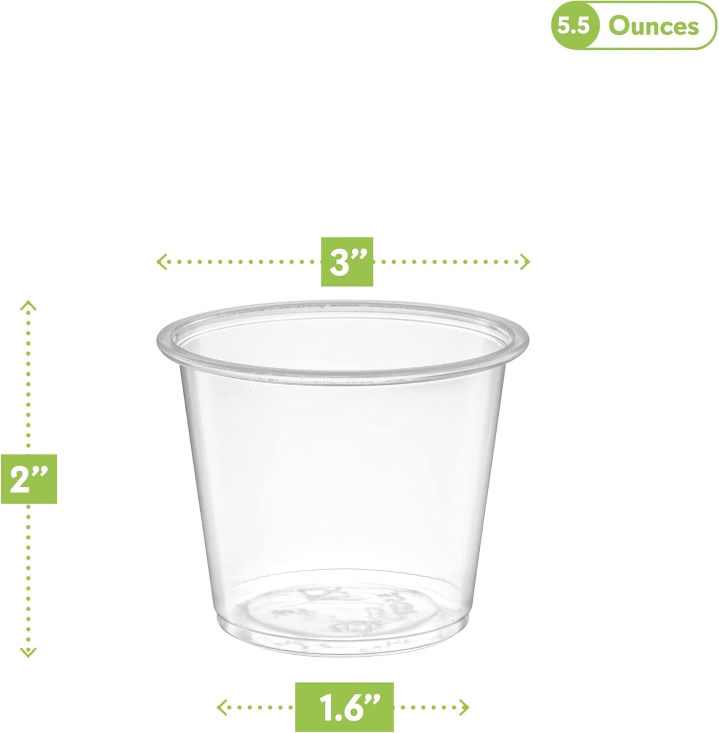 {5 oz,200 Cups} Clear Diposable Plastic Portion Cups No Lids, Small Mini Containers For Portion Controll, Jello Shots, Meal Prep, Sauce Cups, Slime, Crafts, Disposable Souffle Cups & Much more