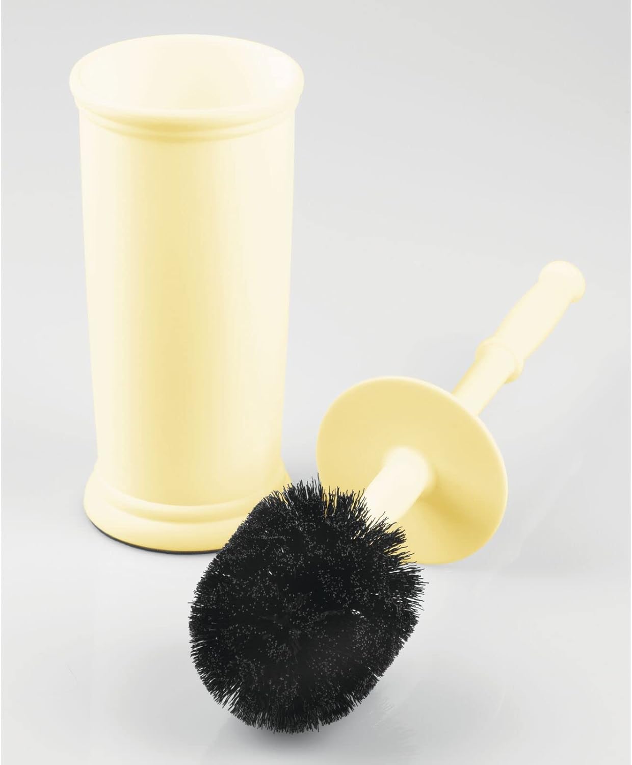 mDesign Toilet Bowl Brush and Holder - Covered Bathroom Brush - Standing Scrubber in Modern Holder - Space Saving, Deep Cleaning for Toilet - Hyde Collection - Light Yellow