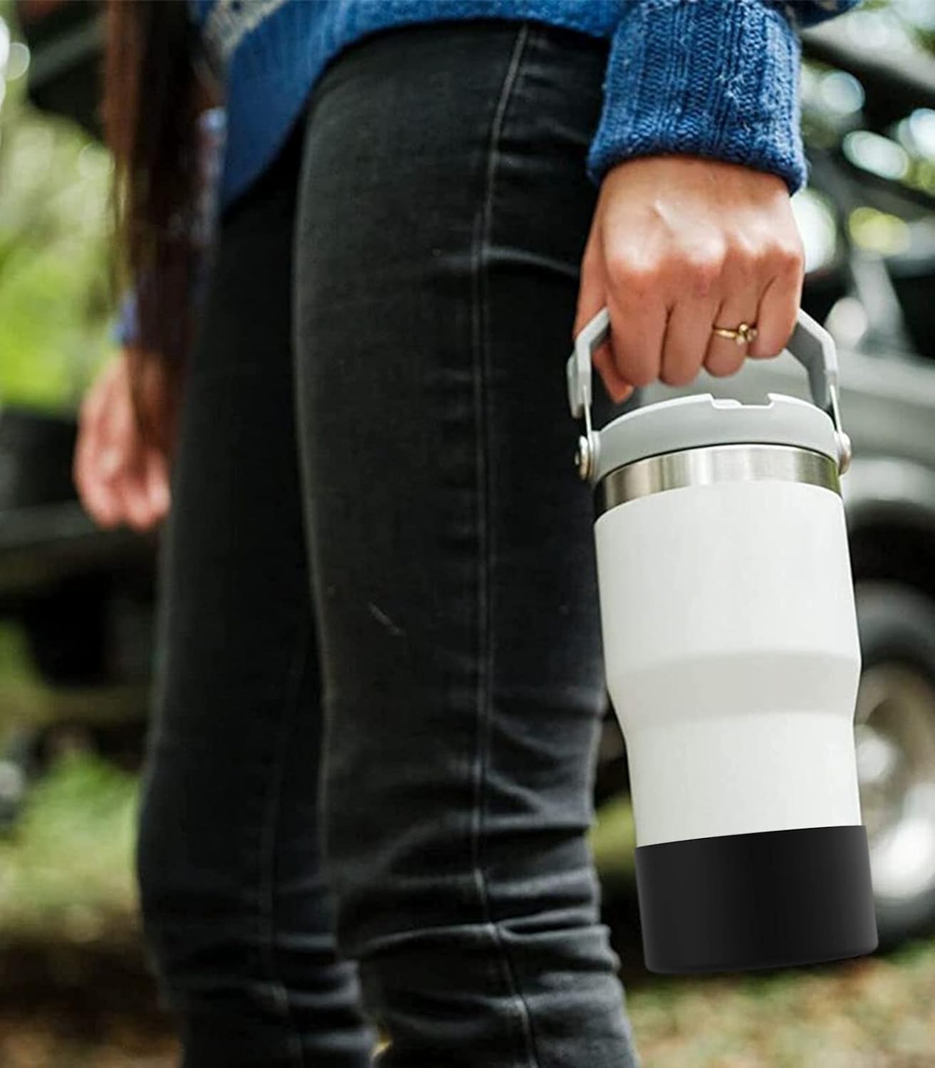 Upgrade 2PCS Protective Silicone Boot Bumper for Stanley Quencher Adventure 40oz 30oz IceFlow 20oz 30oz Tumbler, Water Bottle Bottom Sleeve Cover Accessories for Stanley Mug Cup(Black)