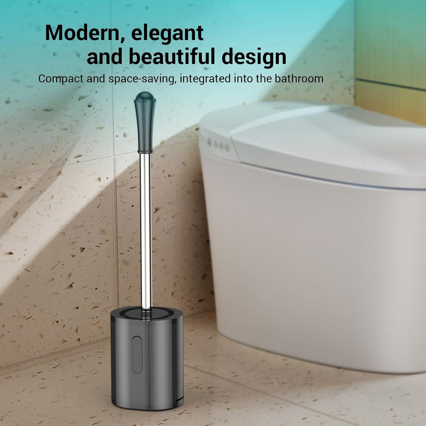 Toilet Brush and Holder, 3 Pack Compact Size Toilet Bowl Brush with Stainless Steel Handle, Small Size Plastic Holder Easy to Hide, Space Saving for Storage, Drip-Proof, Easy to Assemble Black