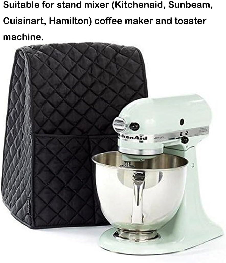 Evermarket Stand Mixer Dust Proof Cover with Pocket and Organizer Bag for Kitchenaid,Sunbeam,Cuisinart,Hamilton Mixer (Black)