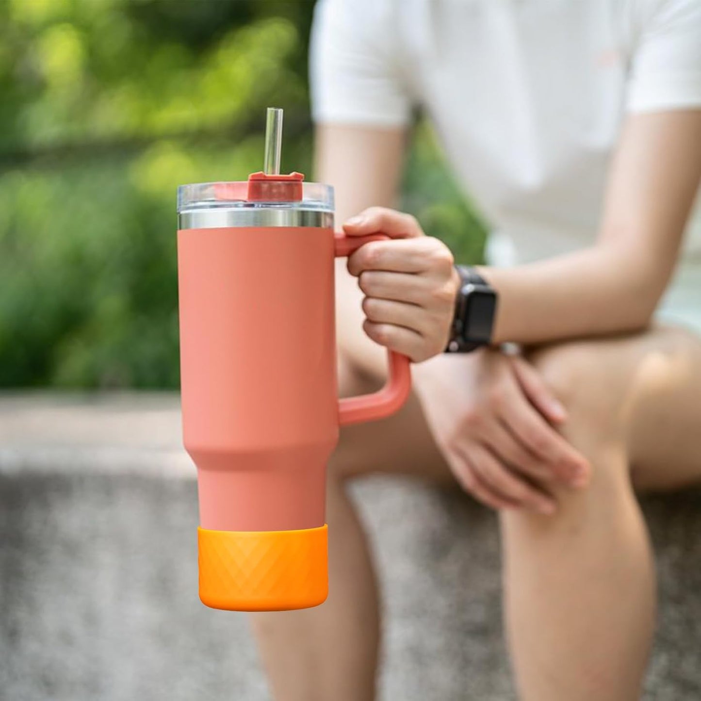 Upgrade 2PCS Protective Silicone Boot Bumper for Stanley Quencher Adventure 40oz 30oz IceFlow 20oz 30oz Tumbler, Water Bottle Bottom Sleeve Cover Accessories for Stanley Mug Cup(Dark Purple)