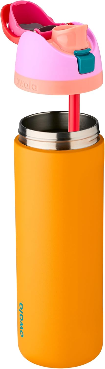 Owala FreeSip Insulated Stainless Steel Water Bottle with Straw for Sports, Travel, and School BPA-Free Sports Water Bottle, 24 oz, Tropical