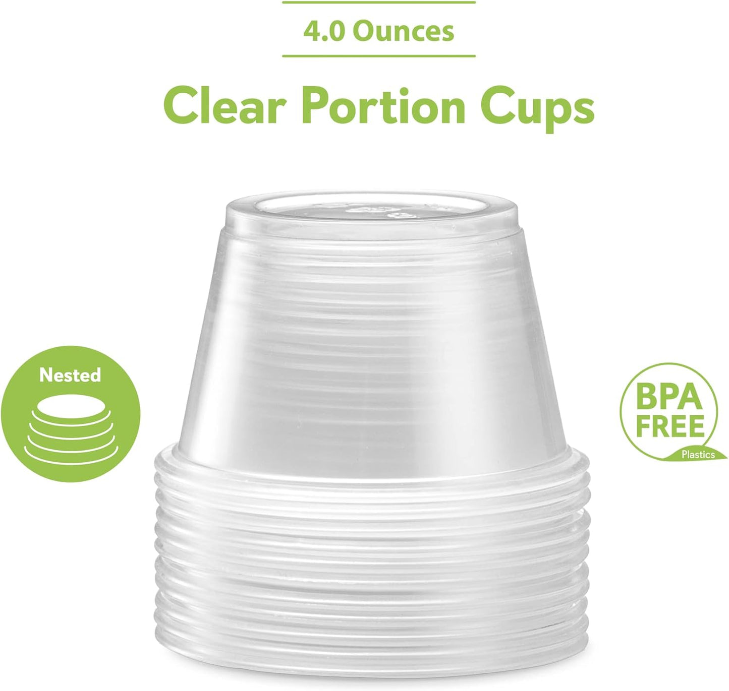 {4 oz,200 Cups} Clear Diposable Plastic Portion Cups No Lids, Small Mini Containers For Portion Controll, Jello Shots, Meal Prep, Sauce Cups, Slime, Crafts, Disposable Souffle Cups & Much more