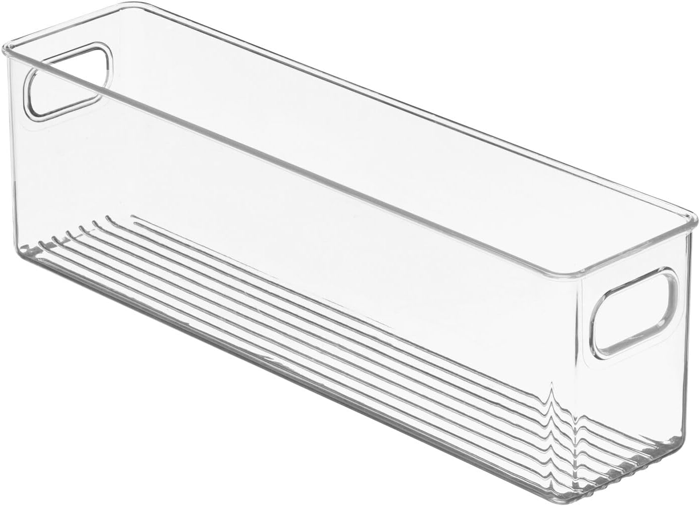 mDesign Plastic Long Stackable Storage Organizer Container, Organization Bin w/Handles for Kitchen, Pantry, Fridge, Freezer, Cabinet, Perfect to Hold Breast Milk - Ligne Collection - Clear