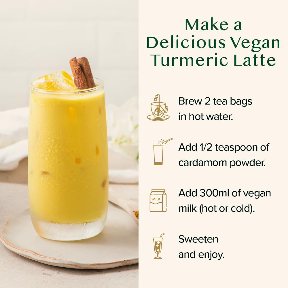 VAHDAM, Organic Turmeric Ginger Herbal Tea Bags (100 Pyramid Tea Bags) Caffeine Free, Non GMO | 100% Pure Herbal Blend - Savory & Spicy, Plant-Based Teabags | Resealable Ziplock Pouch