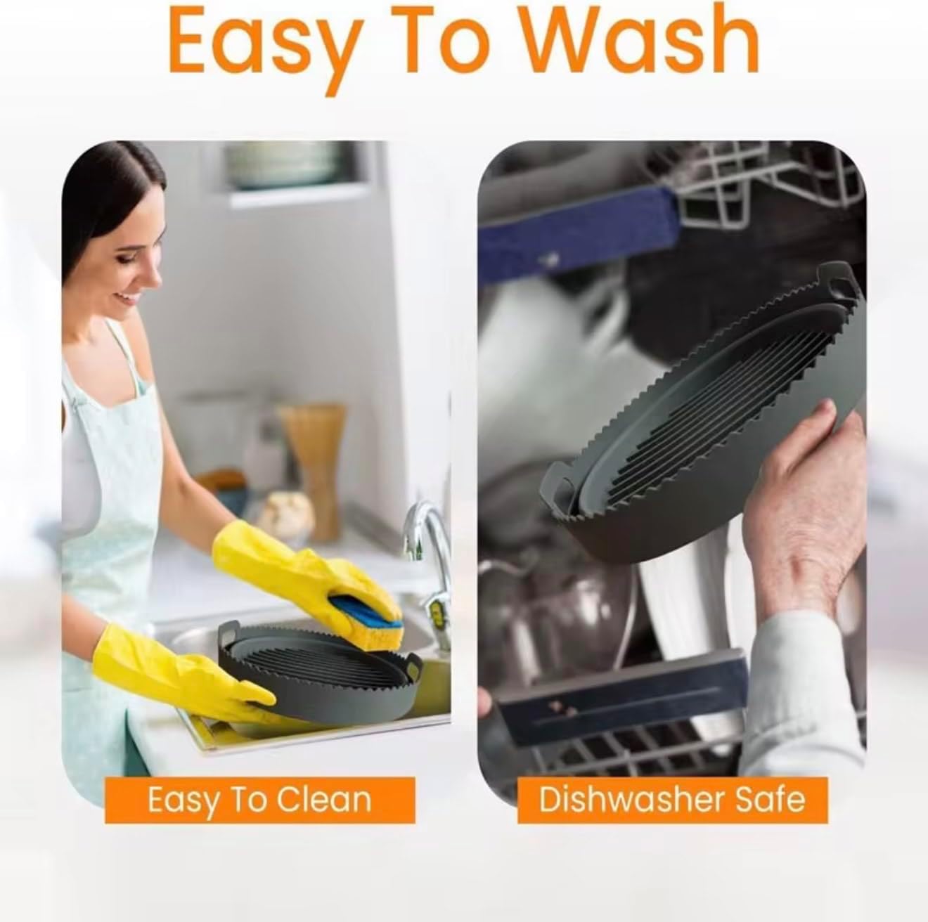 Silicone Air Fryer Liner 8.6" Round for 5–8 QT, No Divider, Reusable Non-Stick Collapsible Pot Liner, Dishwasher Safe, Heat-Resistant 446°F, RED, 1 Pack