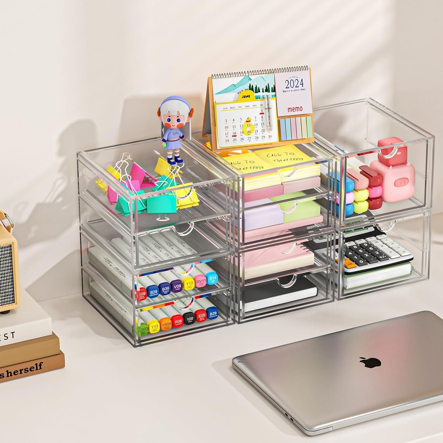 Versatile Acrylic Makeup Organizer, Drawer Organizer - Transparent Desktop Storage for Cosmetics, Office Supplies & More - Clear Organizer for Home & Office Use