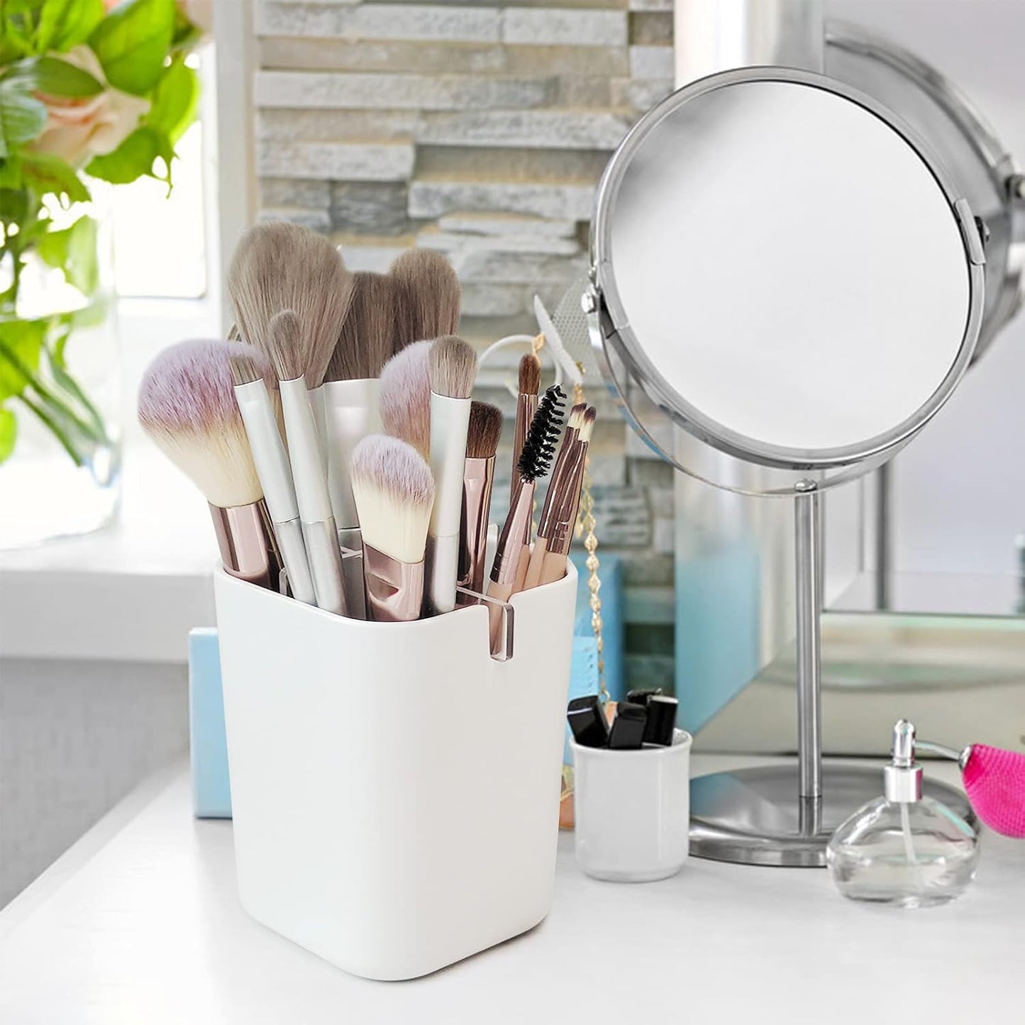 Toothbrush Holder for Bathroom,Clear Acrylic Detachable for Easy Cleaning Multi-Function Storage,4 Slots Electric Toothbrush and Toothpaste Organizer Caddy for Bathroom Vanity,Countertop