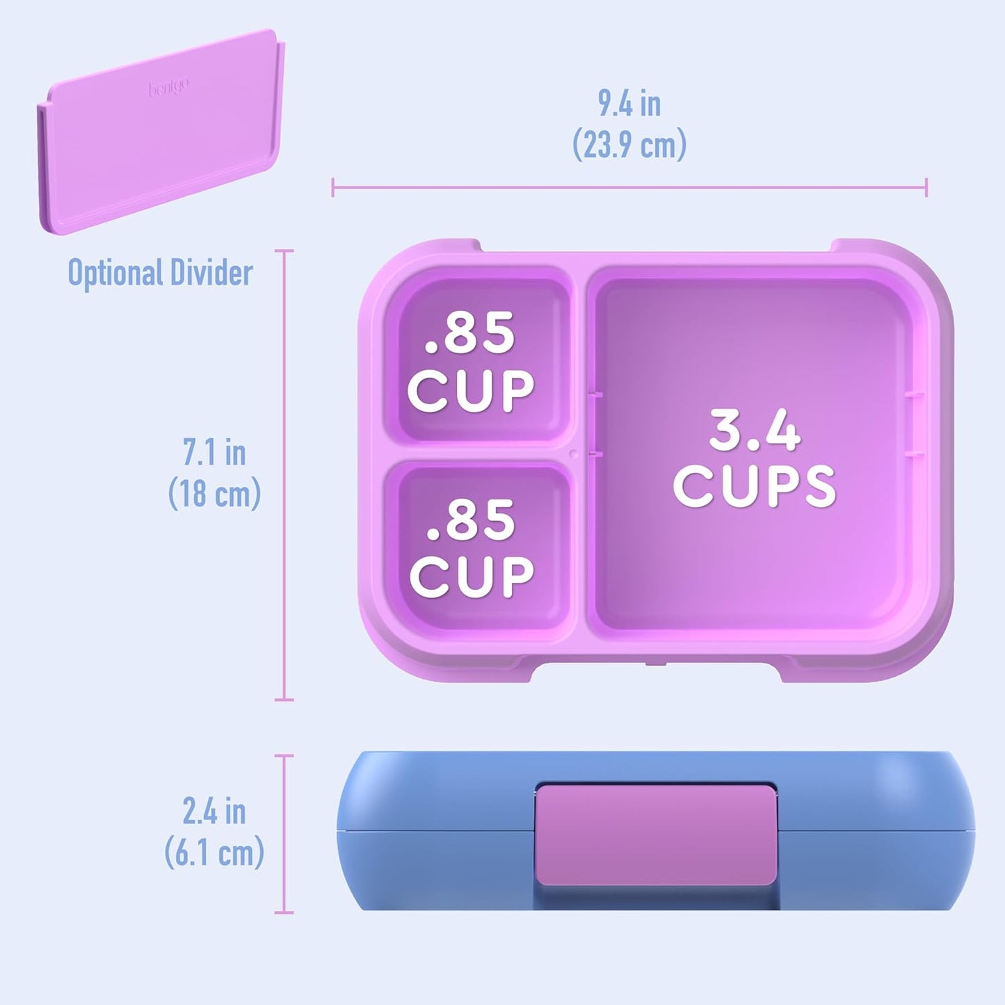 Bentgo Pop - Leak-Proof Lunch Box & Removable Divider for Ages 8+ & Teens - Lunch Container Holds 5 Cups of Food; 3-4 Compartments; Microwave/Dishwasher Safe; 2 Year Warranty (Periwinkle/Pink)