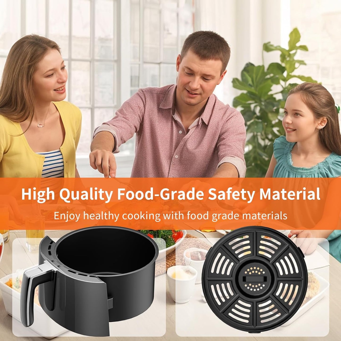 Air Fryer Replacement Basket and Tray for Ninja AF101, Air Fryer Accessories for Ninja AF101, Non-Stick 4 Qt Basket with Cover and Grill Pan, Dishwasher-Safe Replacement Parts