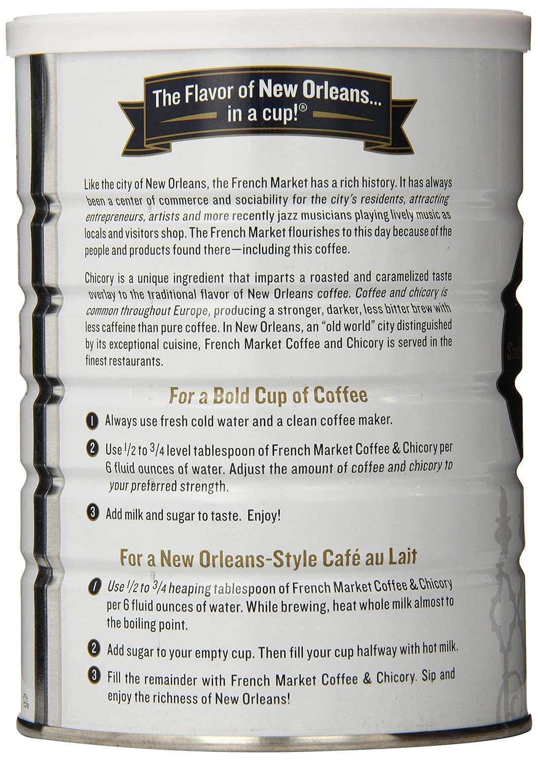 French Market Coffee & Chicory Restaurant Blend Medium-Dark Roast Ground Coffee, 12oz Can (Pack of 12)