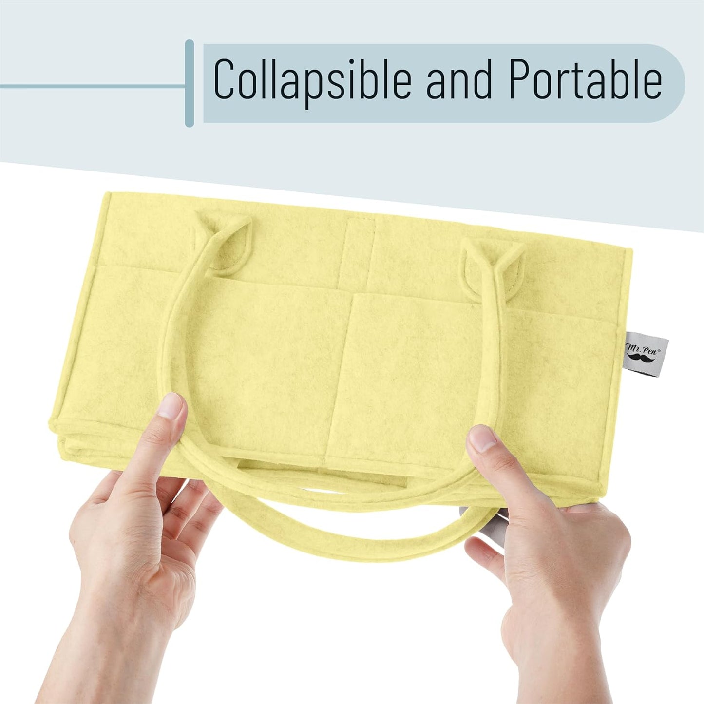 Mr. Pen- Baby Diaper Caddy Organizer, Lemon Glow, Baby Caddy Organizer with Handle, Compact Size, Collapsible & Portable