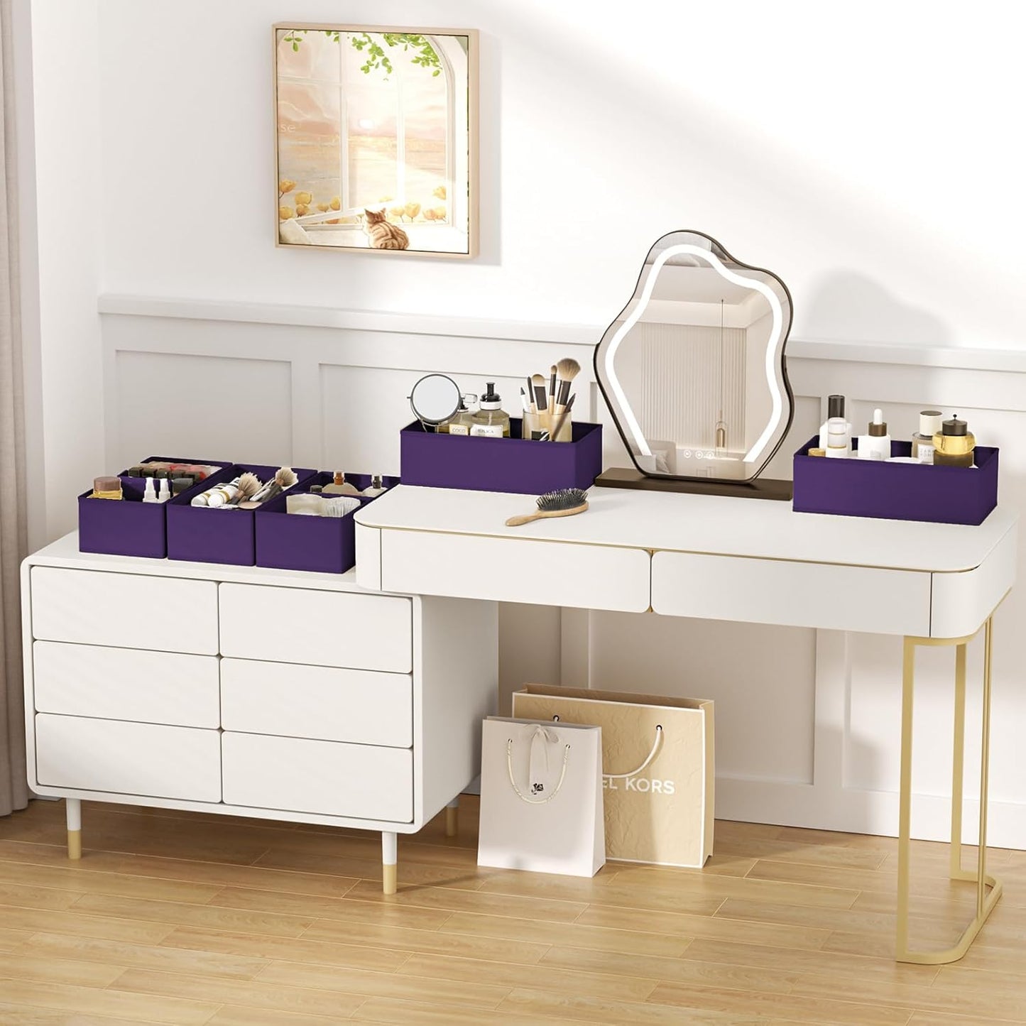 DIMJ Drawer Organizer Clothes, 12 Pack Dresser Organizer, Foldable Closet Organizers and Storage, Fabric Dresser Bins, Drawer Dividers for Nursery, Baby Clothes, Underwears, Sock (Purple)