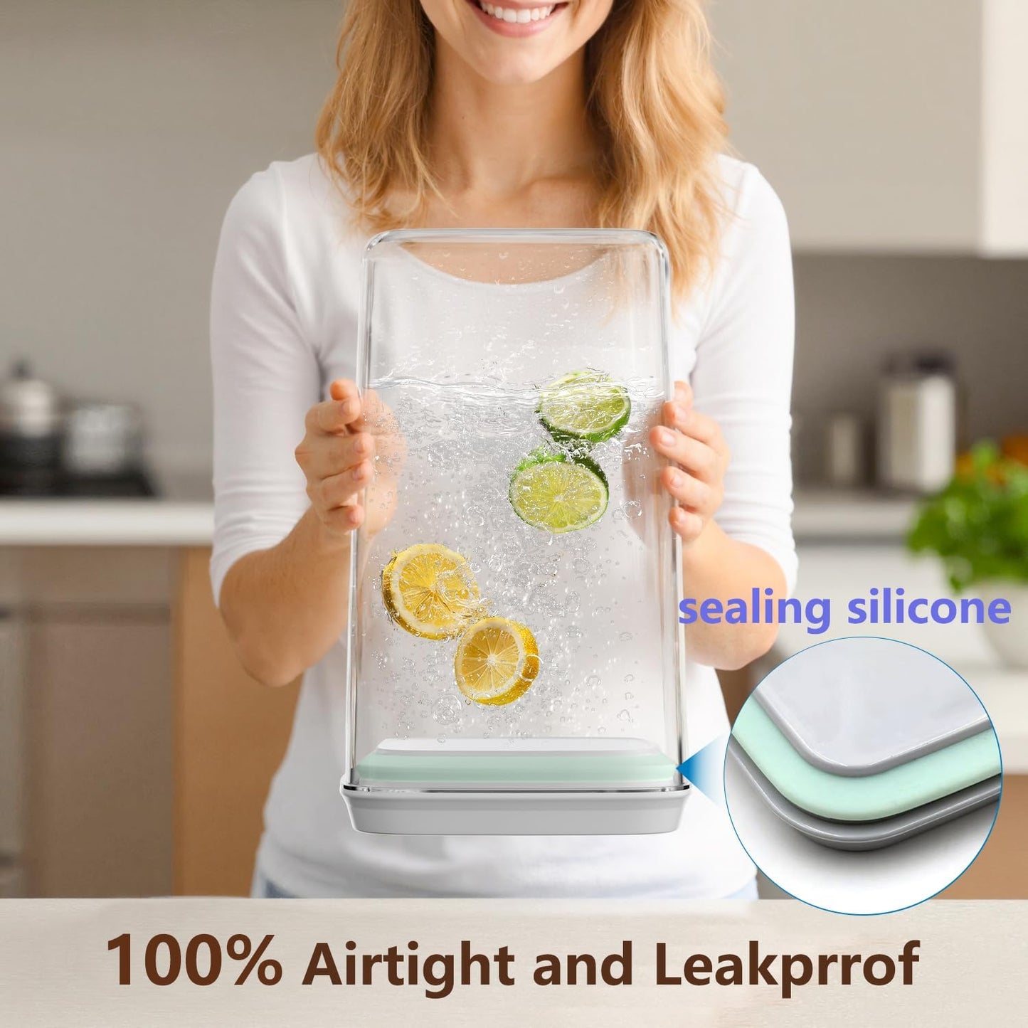 Large Pop Airtight Food Storage Containers Set with Lids, 4.2Qt Food Containers with Scoop, Kitchen Pantry Organization and Storage, BPA Free Stackable Cereal Container