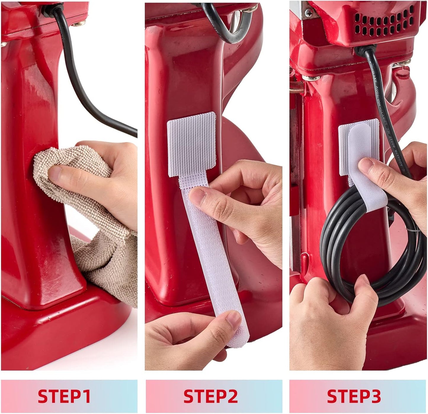 Cord Organizer for Appliances 12 Pack, SUITMAT Cable Organizer Cord Holder for Small Kitchen Appliances, Kitchenaid Stand Mixer Air Fryer Coffee Maker Pressure Cooker (White)