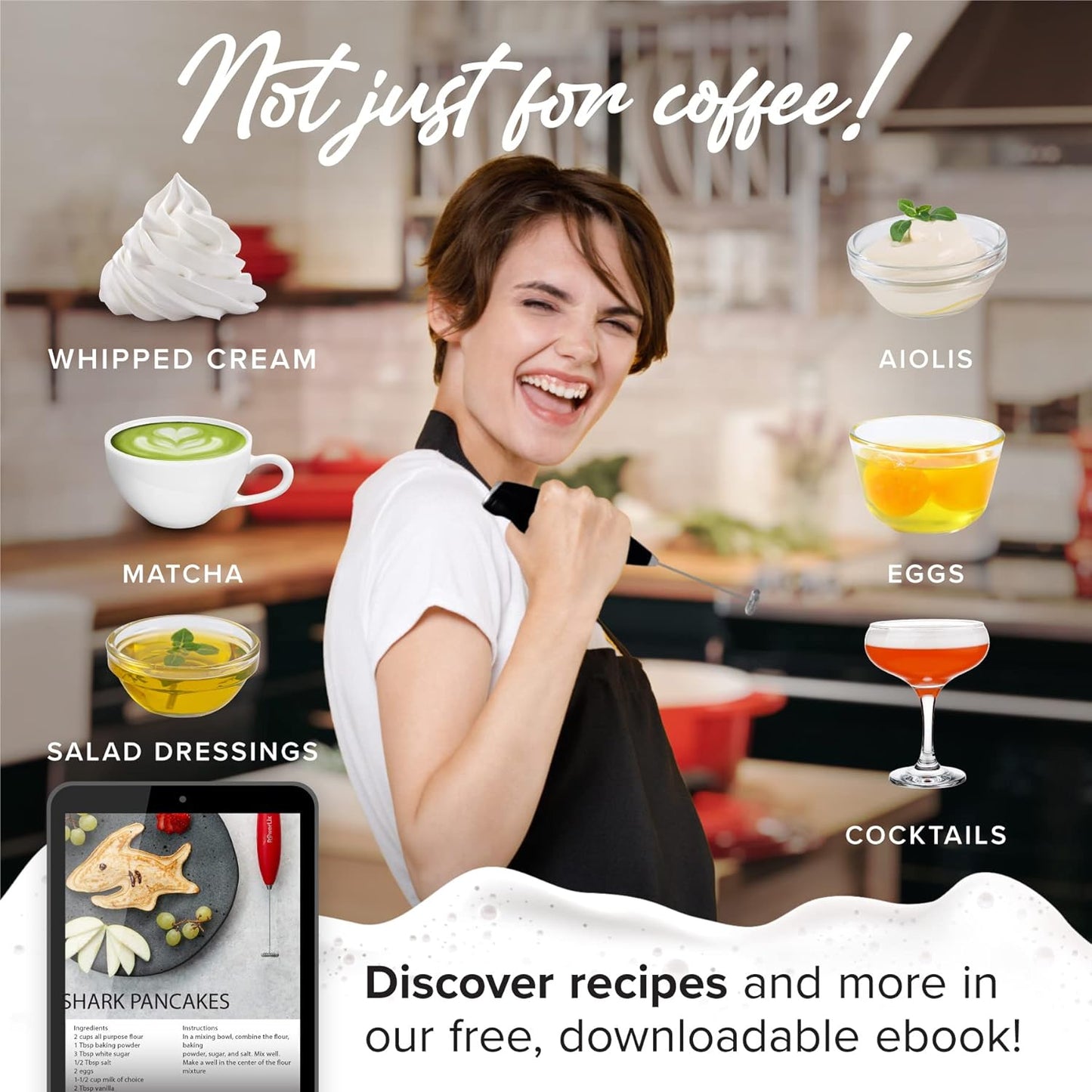 PowerLix Powerful Handheld Milk Frother With Stand Battery Operated Foam Maker Frother Wand For Coffee (A Black) (No stand Matte Black)