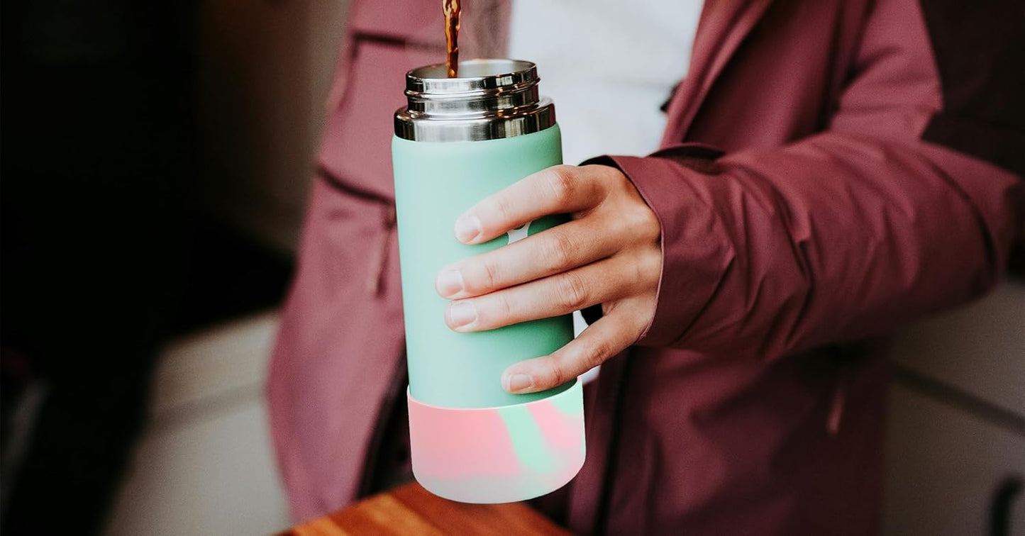 QIANHAI Protective Silicone Boots for Stanley Quencher Adventure 40oz Tumbler & IceFlow 30oz 20oz -Sport Water Bottle Bottom Sleeve Fits Hydro Flask -Stanley Cup Accessories (Mix-1RoseGreenWhite)