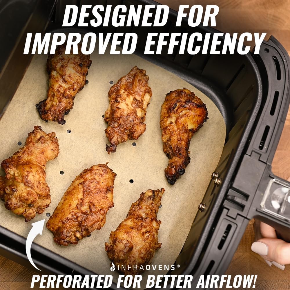 Parchment Paper Sheets for Ninja Air Fryer Pro XL 6-in-1 6.5 qt, Extra Large Square Liners for Air Fryer, Natural Unbleached Pre Cut Square Paper Liners for Airfryers, Toaster Ovens, and Oven Trays