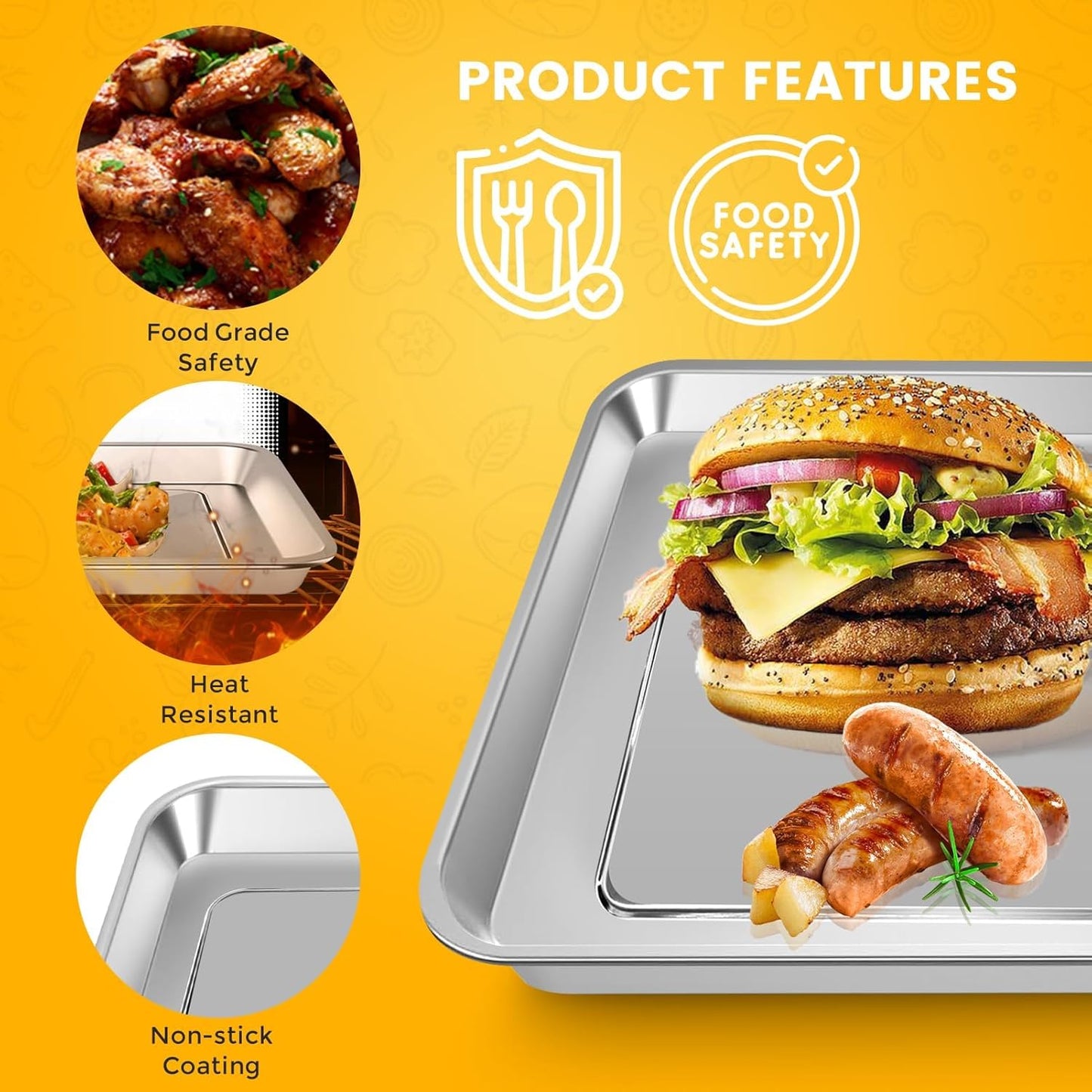 Air Fryer Tray Replacement for Cuisinart TOA-95 Toaster Air Fryer Convection Oven, 14.5 * 11.6'' Non-stick Mesh Air Fryer Steel Basket Wire Rack Accessories Parts, Dishwasher Safe