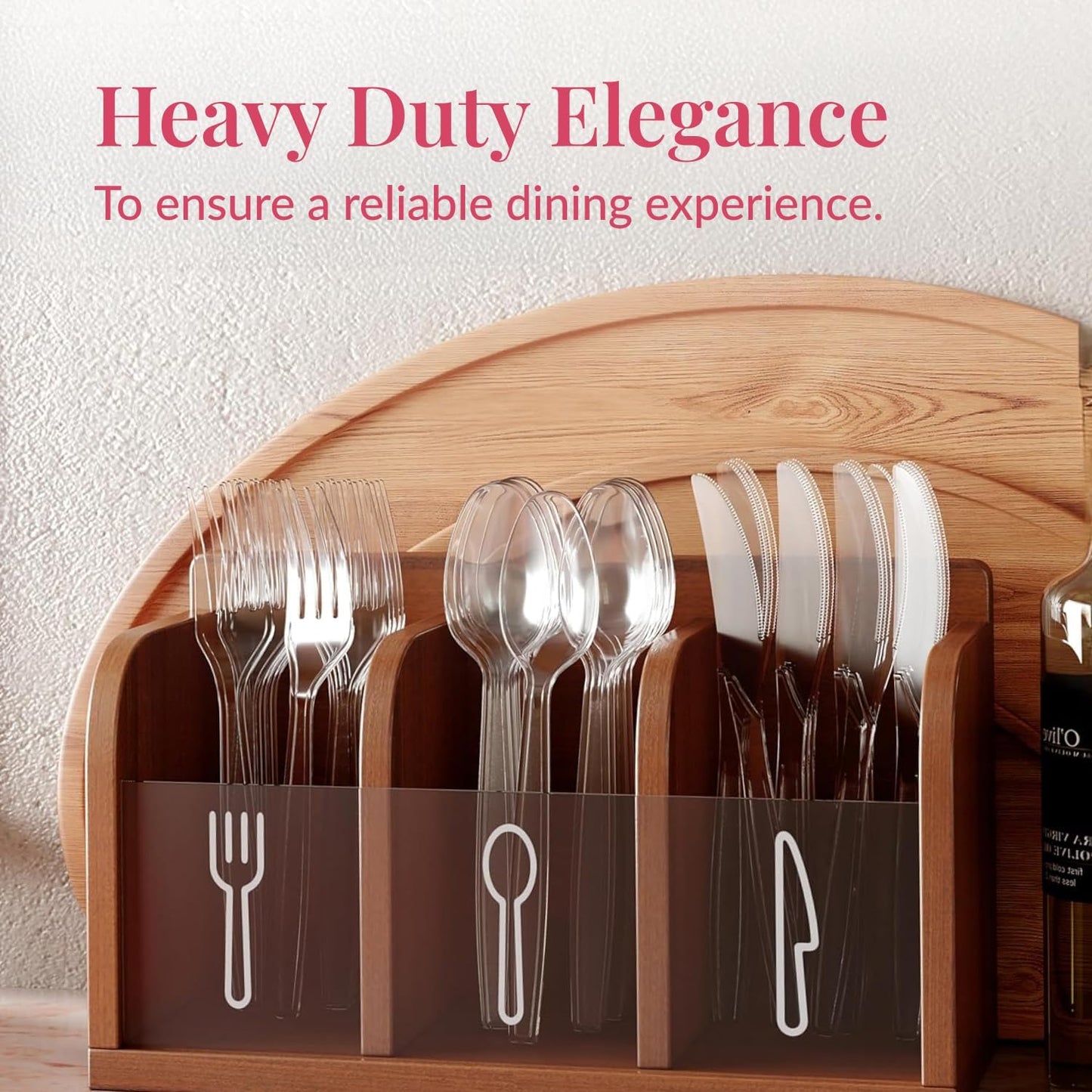 Prestee 100 Pack Plastic Silverware Knives - Heavy Duty, Clear Plastic Knives for Parties, Catering, and Events - Durable and Elegant Disposable Knife Utensils for Weddings, Dinners, and Celebrations