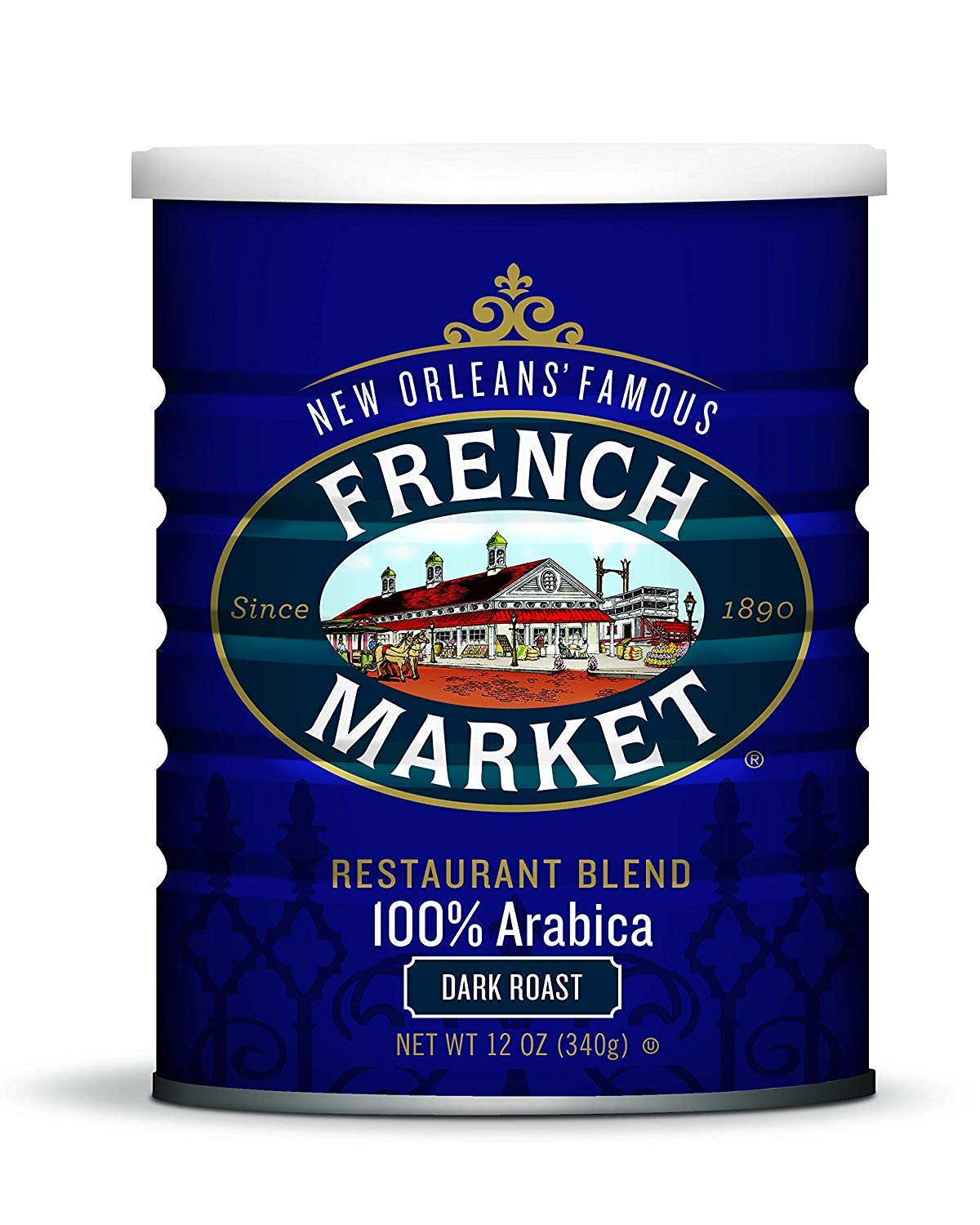 French Market Coffee & Chicory Restaurant Blend Dark Roast Ground Coffee, 12oz Can (Pack of 3)