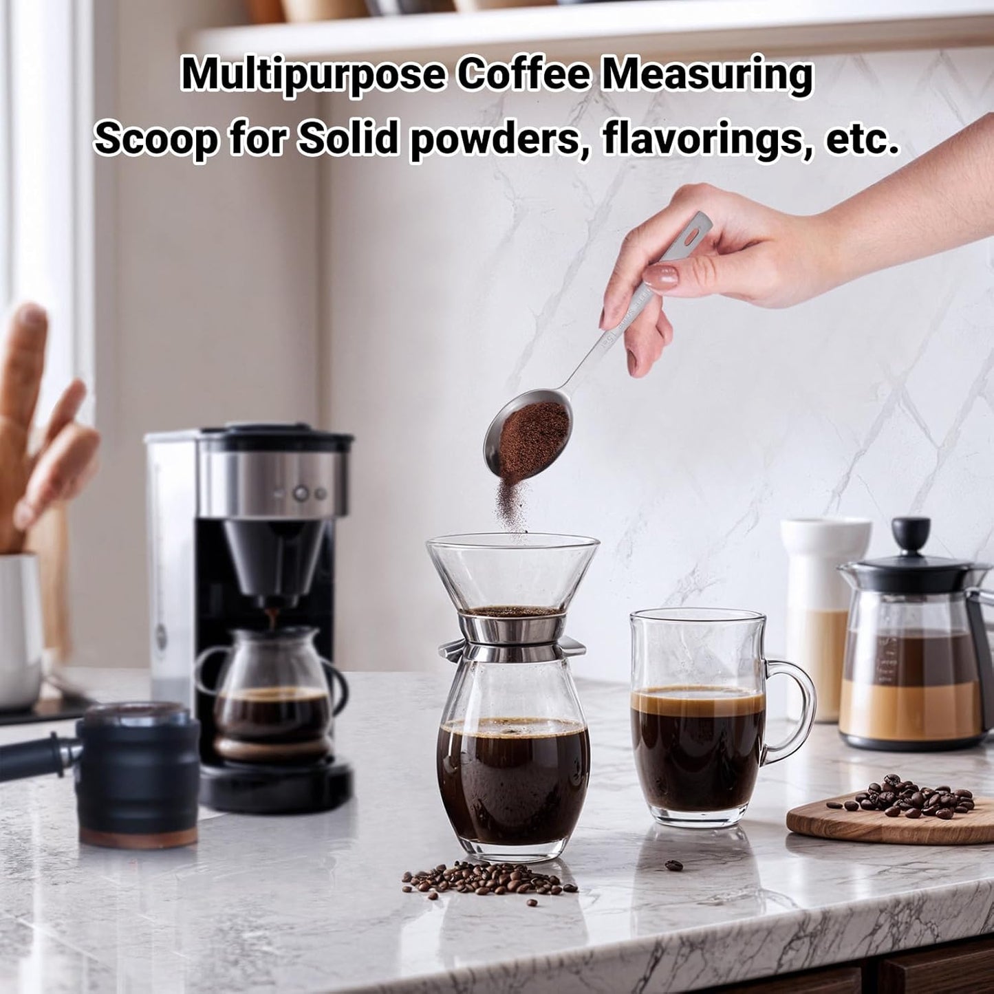 4Pcs Coffee Scoop Spoon - 1 Tablespoon 15ML Stainless Steel Long Handle Measuring Spoons for Ground Coffee, Loose Tea and Powder