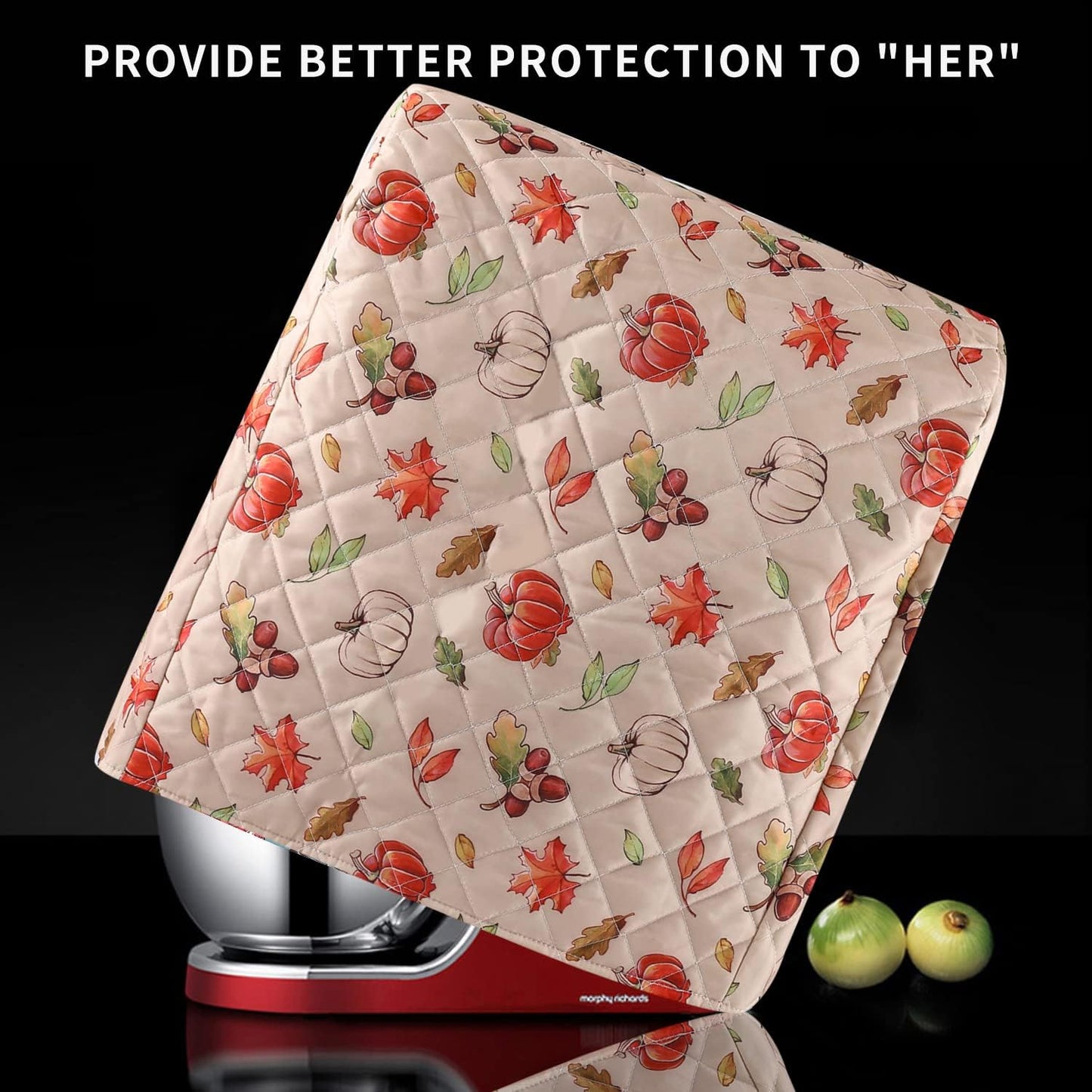 Kitchen Aid Mixer Cover,Mixer Cover with Maple Leaf Pumpkin Print Compatible With 5-8 Quart Kitchenaid Hamilton Mixers,Kitchen Aid Covers for Stand Mixer,Kitchen Aid Mixer Assecories,Fall Decor