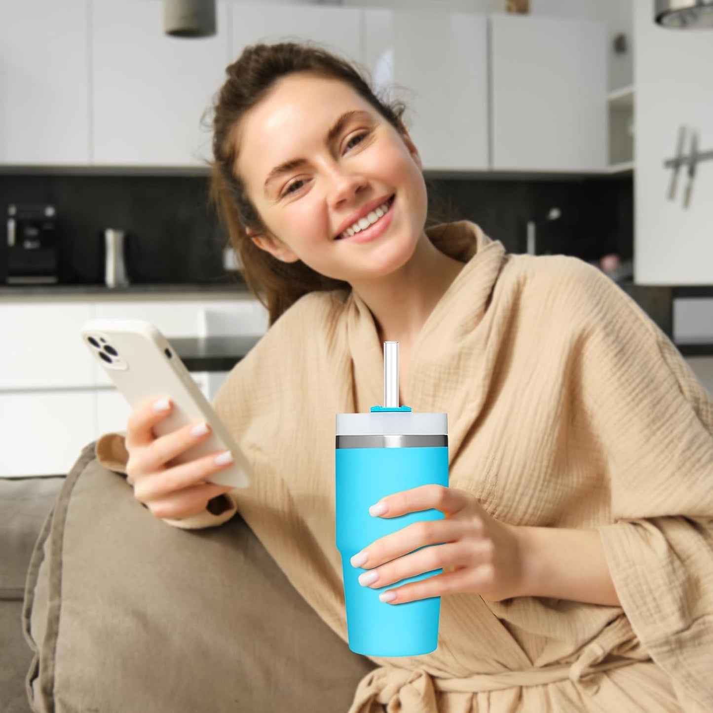 Aillwith 6 PCS Replacement Straws for Stanley Cup 20oz 14oz Tumbler, Reusable Drinking Straws with Cleaning Brush for Stanley Cup Accessorie,BPA Free, Dishwasher Safe