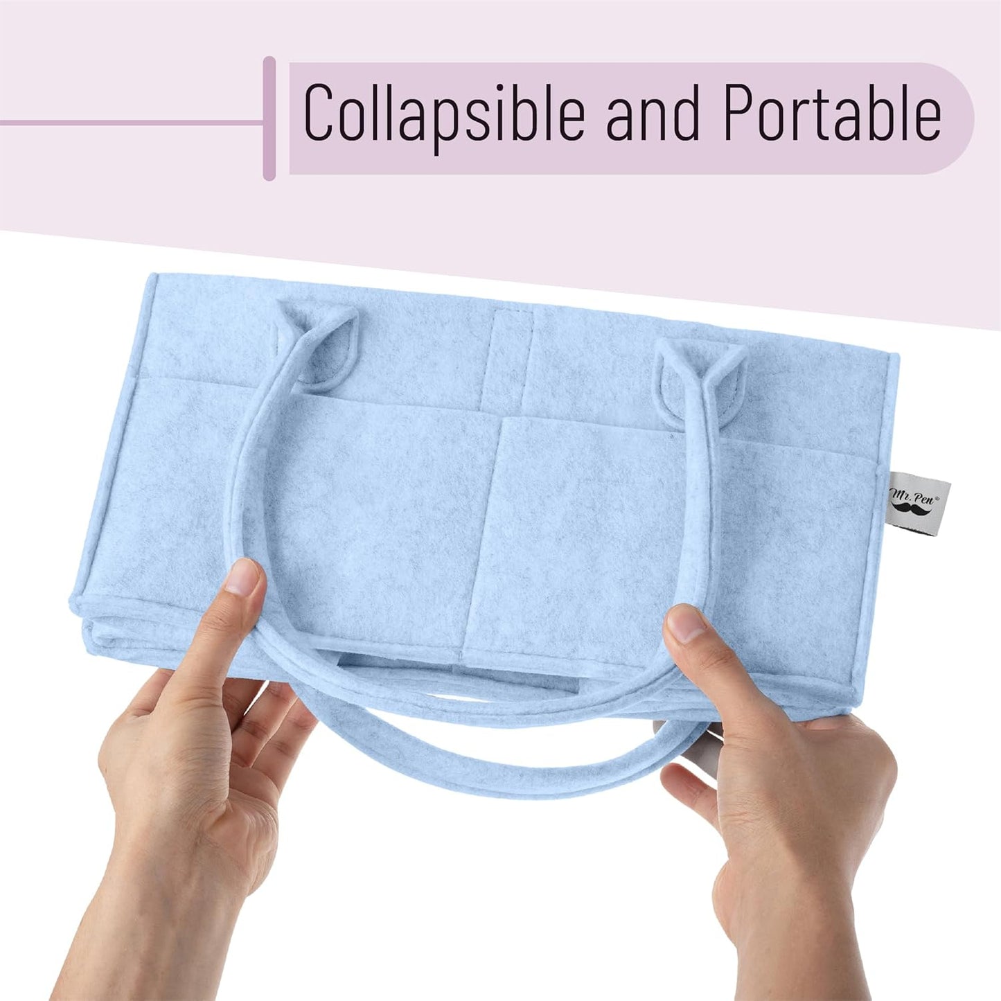 Mr. Pen- Baby Diaper Caddy Organizer, Sky Bliss, Baby Caddy Organizer with Handle, Compact Size, Collapsible & Portable