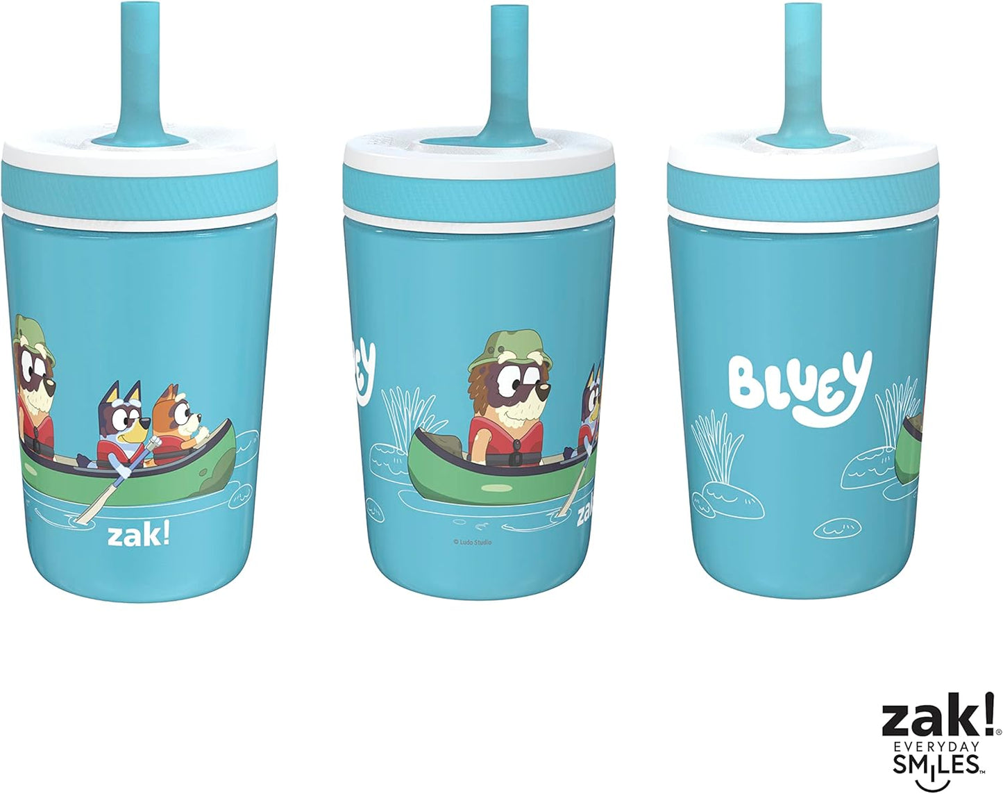 Zak Designs Bluey Kelso Toddler Cups For Travel or At Home, 12oz Vacuum Insulated Stainless Steel Sippy Cup With Leak-Proof Design is Perfect For Kids (Bluey, Bingo, Grandad Mort)
