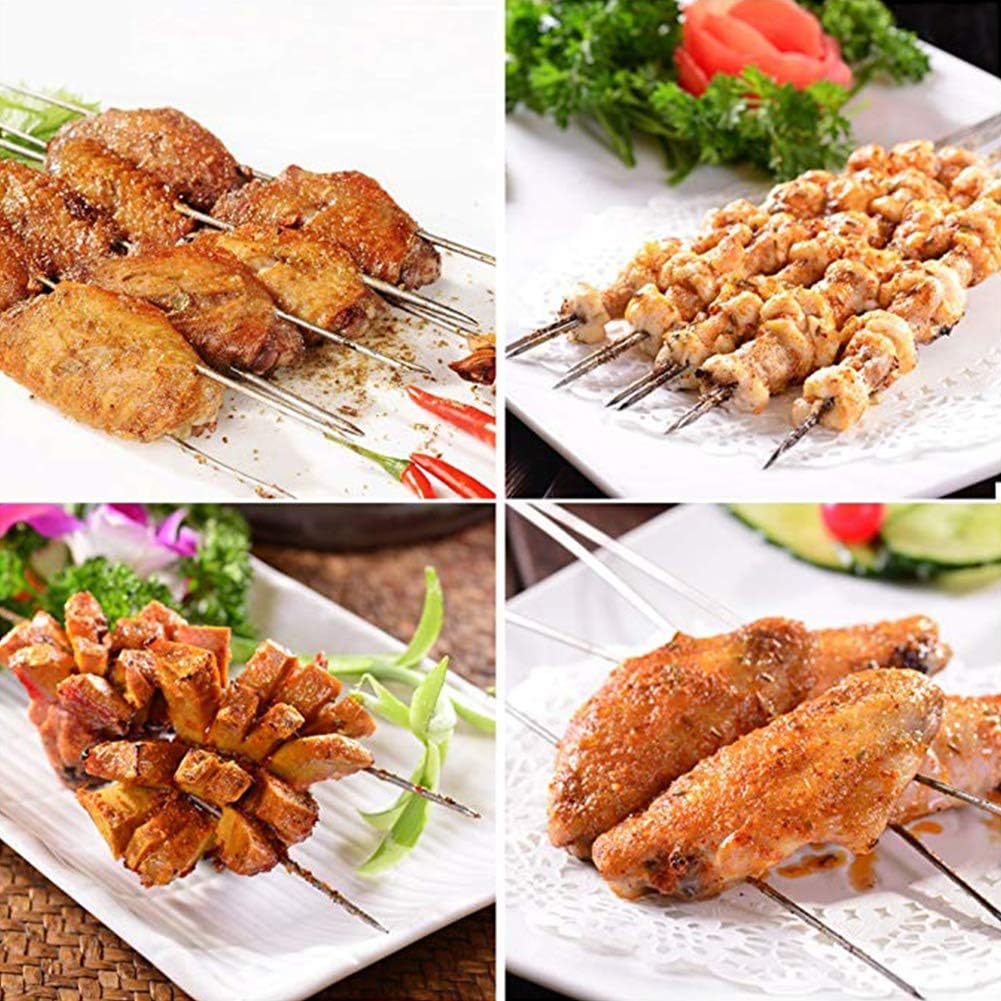 BigOtters Barbecue Skewers, 100PCS Metal Skewers for Grilling BBQ Needle Sticks for Meat Shrimp Chicken Vegetable Outdoor Cooking