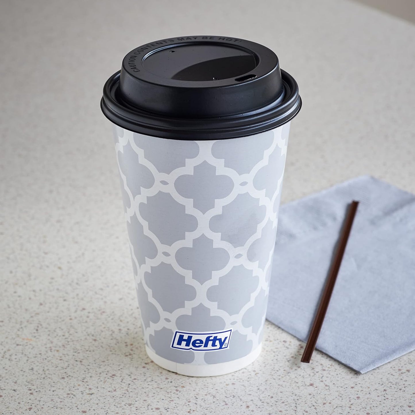 Hefty Paper Disposable Hot Cups with Lids, Leak-Resistant Disposable Coffee Cups, Double Insulated To Help Prevent Burning, Tight-Fitting Lid Helps Prevent Sloshing and Spills, 16 Ounce, 20 Count