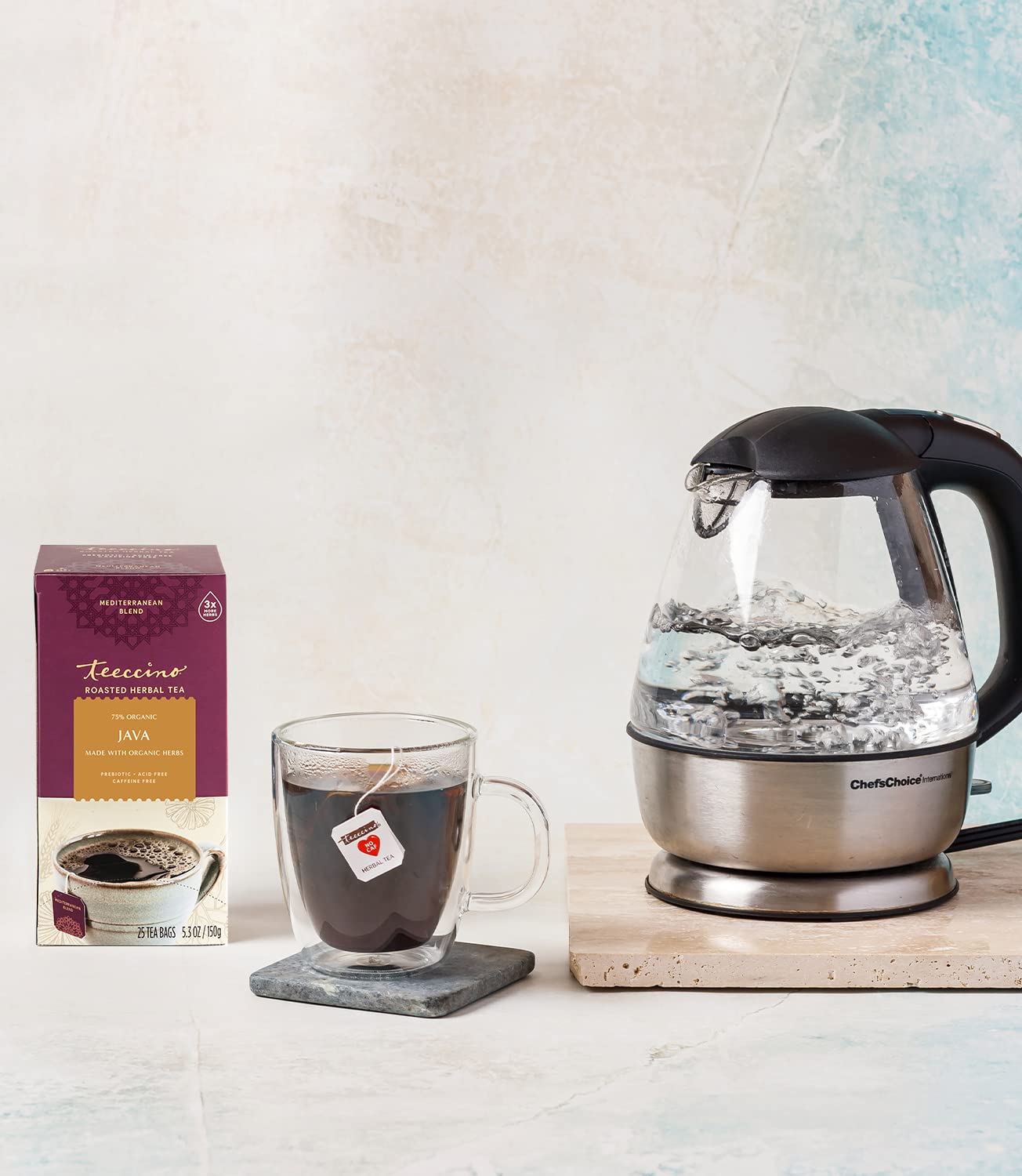 Teeccino Java Herbal Tea - Rich & Roasted Herbal Tea That’s Caffeine Free & Prebiotic for Natural Energy, 25 Tea Bags (Pack of 3)