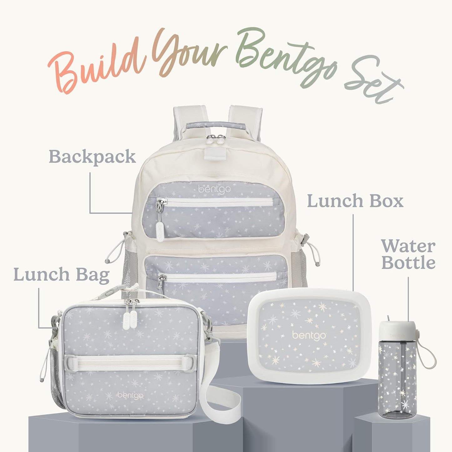 Bentgo Kids 5-Compartment Leak-Proof Bento-Style Lunch Box (Whimsy & Wonder Collection) - Ideal for Ages 3-7, Drop-Proof & Durable, Dishwasher Safe, & PFAS & BPA-Free Materials (Starry Sprinkle)