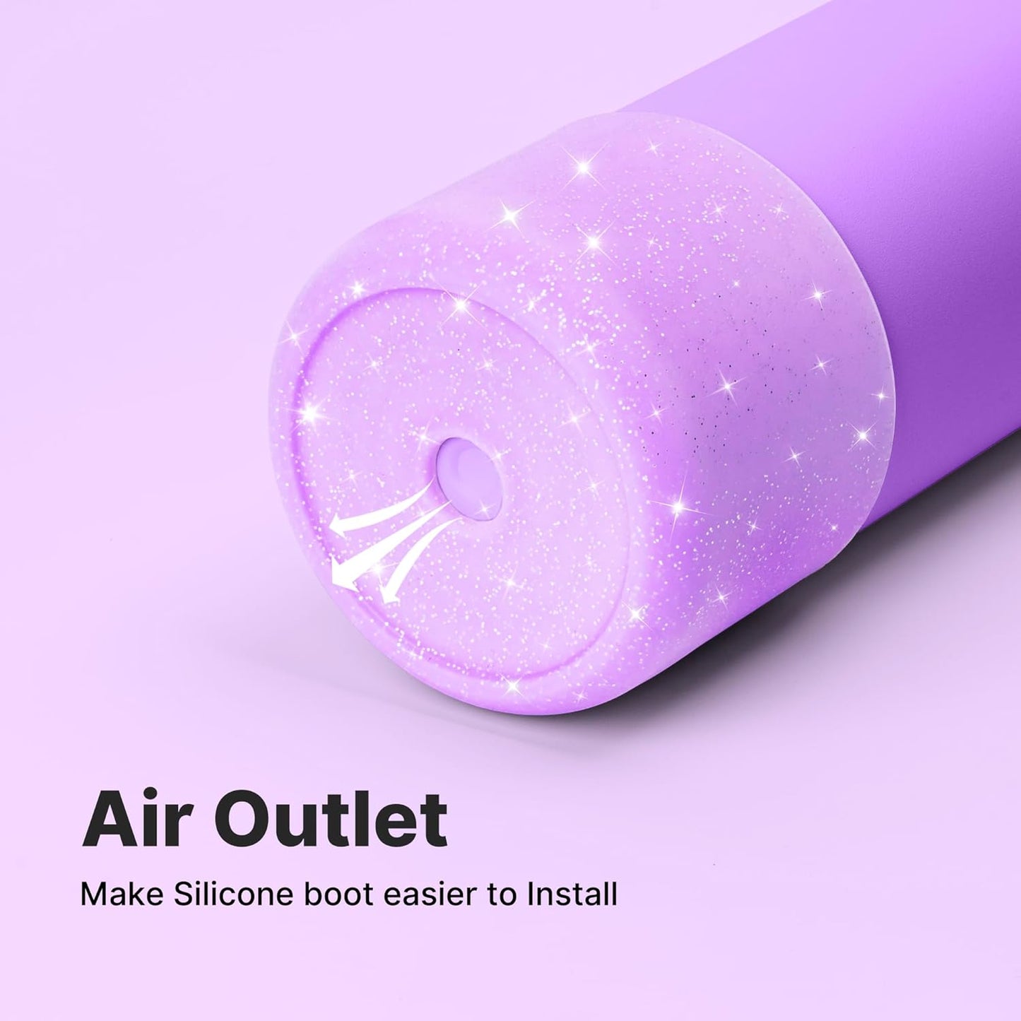 Silicone Water Bottle Boot for Owala 24 oz 32 oz 40 oz, Anti-Slip Protective Sleeve for Owala Twist & FreeSip & Flip Stainless Steel Water Bottle, Boot Bottom Base(Glitter Purple)