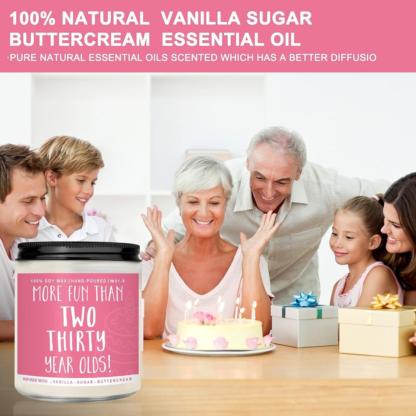 60th Birthday Gifts for Women, Perfect Birthday Present, Funny Presents for Mom, Friends, Wife, Sister, 7oz Vanilla Cream-Scented Candle