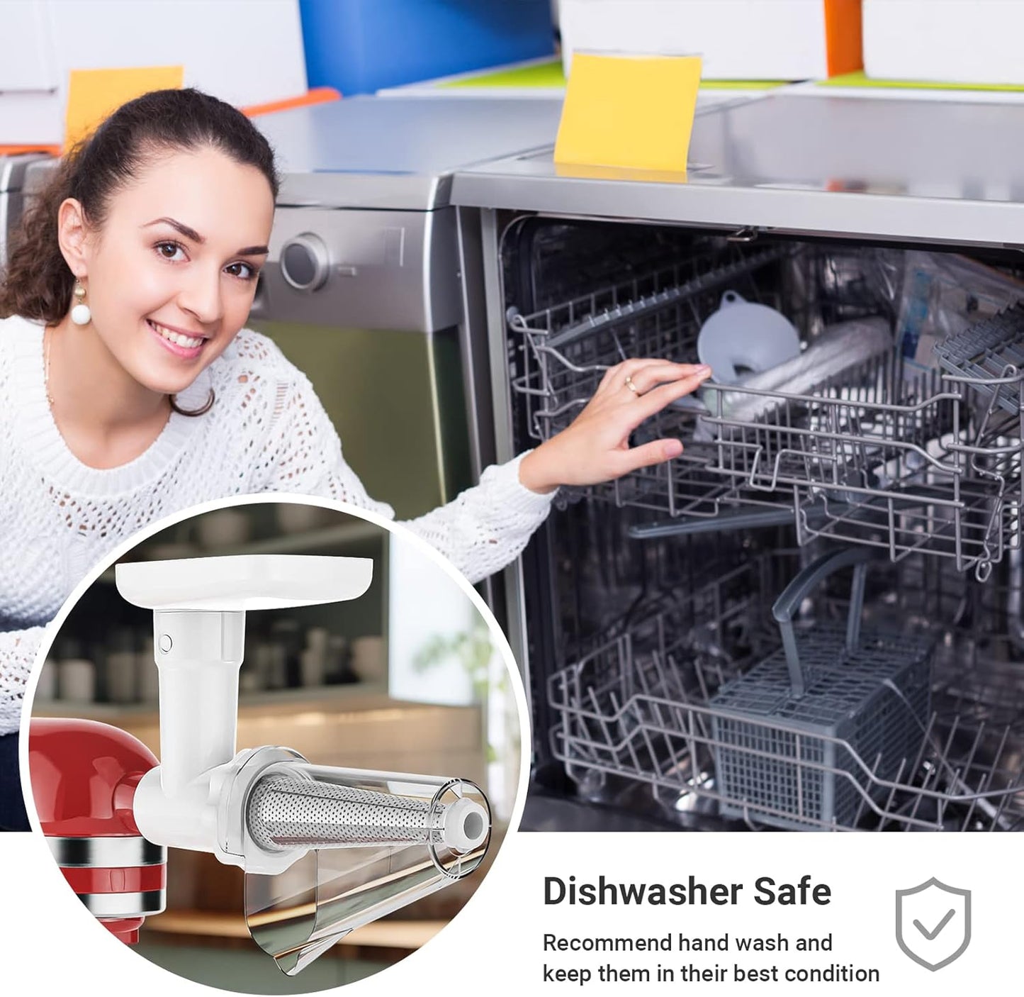 Fruit & Vegetable Strainer Attachment Set for KitchenAid Stand Mixer, Includes Food Grinder Attachment with Sausage Stuffer Tubes and Juicer Auger, Meat Grinder Attachment for KitchenAid by InnoMoon