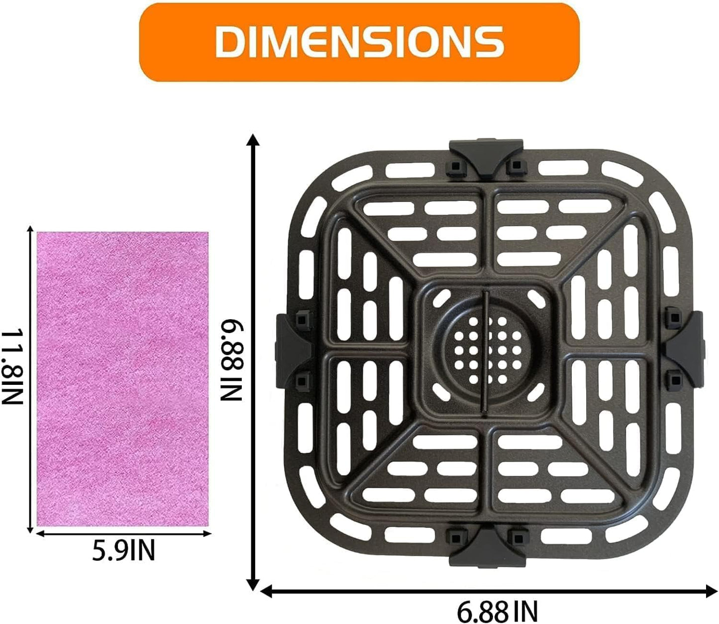 2QT Square Air Fryer Grill Plate for Instants Air Fryers, Upgraded Air Fryer Grill Pan Crisper Plate Tray Insert Rack Grate Grid Shelf for 2QT Instants Air Fryers, Nonstick, Dishwasher Safe