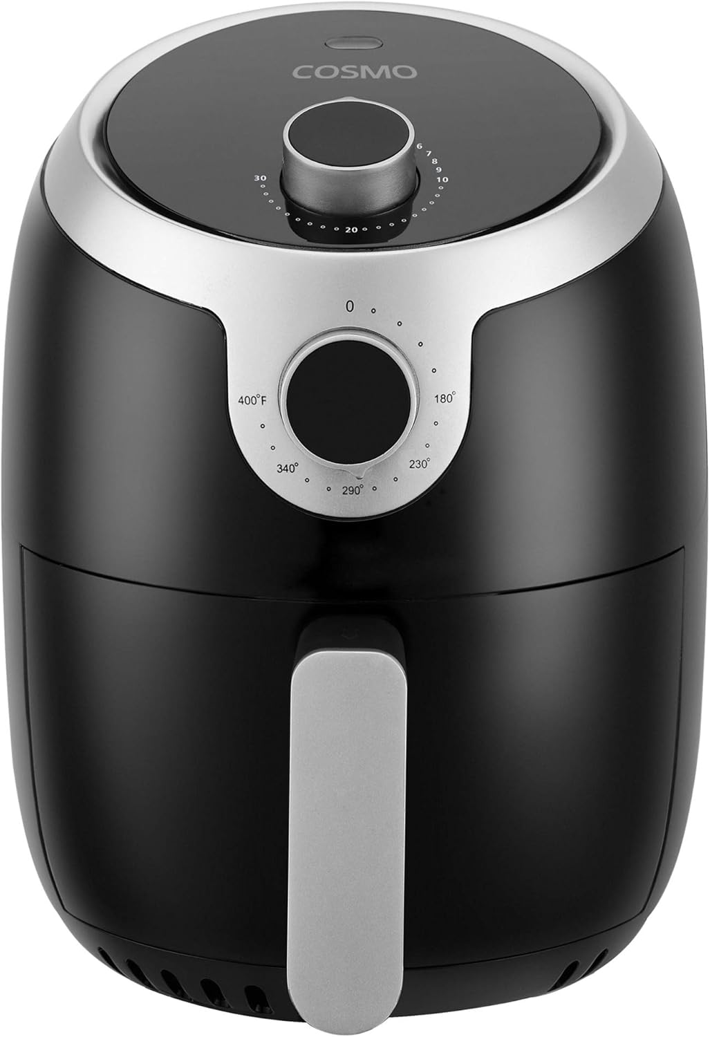 COSMO COS-23AFAKB 2.3 Quart Electric Small Air Fryer with Temperature Control, Timer, Auto Shut-Off, Non-Stick Frying Tray, 1000W Compact Mini Air Fryer (2.3 Quarts, Stainless Steel/Black)