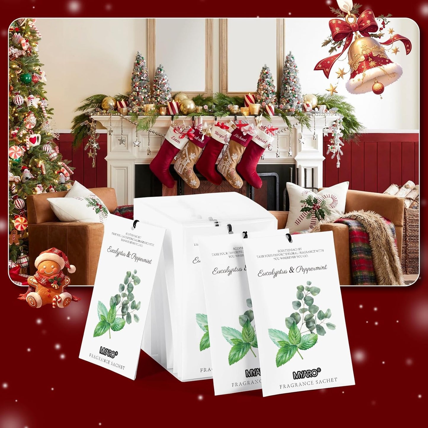 MYARO 12 Packs Eucalyptus Mint Scented Sachets for Drawer and Closet, Long-Lasting Closet Sachet Bags Drawer Deodorizers Fresh Scents, Home Fragrance Air Freshener