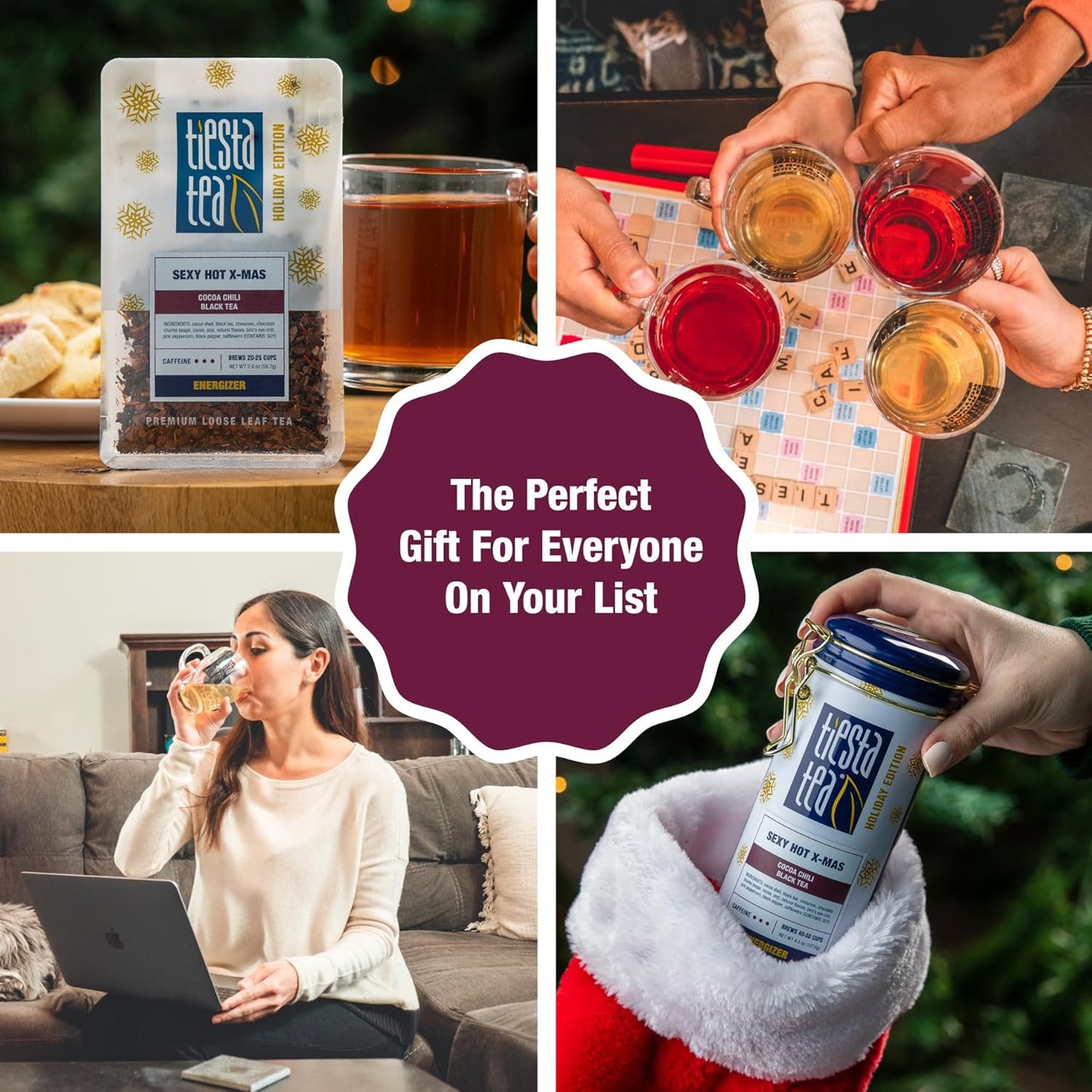 Tiesta Tea - Sexy Hot Christmas Tea, Loose Leaf, Cocoa Chili Black, Premium High Caffeinated Blend, Spicy Black, Make Hot or Iced, Brews Up to 50 Cups, 4.5 Ounce Refillable Tin