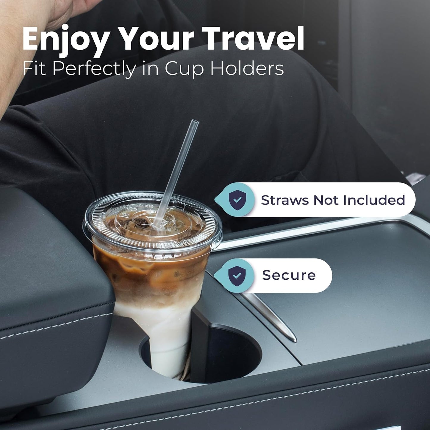 Fit Meal Prep 100 Pack 32 oz Clear Plastic Cups with Flat Lids, Disposable Iced Coffee Cups, BPA Free Premium Crystal Smoothie Cup for Party, Lemonade Stand, Cold Drinks, Juice, Milkshake