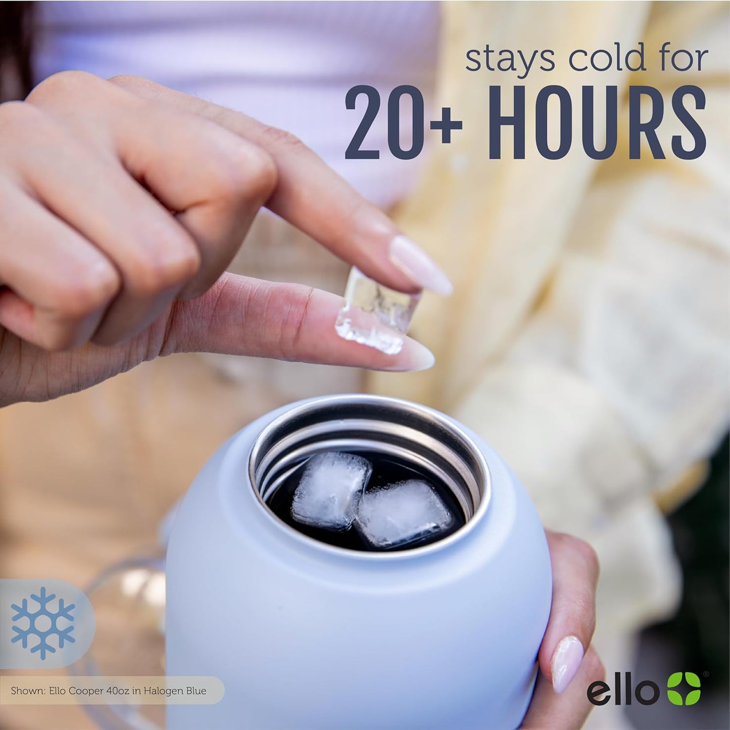 Ello Cooper 40oz Stainless Steel Water Bottle with Straw and Carry Handle, Double Walled and Vacuum Insulated Metal, Leak Proof Locking Lid with Soft Silicone Spout, Reusable, BPA Free, Grey