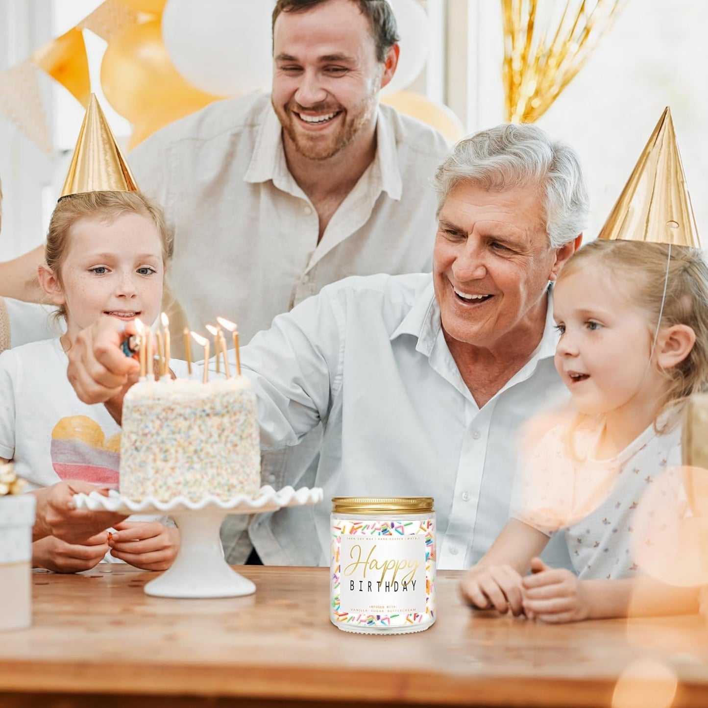 Happy Birthday Candle - Vanilla Cream Birthday Candle, Unique Birthday Gifts for Women - 7oz Scented Candle with Sprinkles, Birthday Gifts for Men/Best Friend