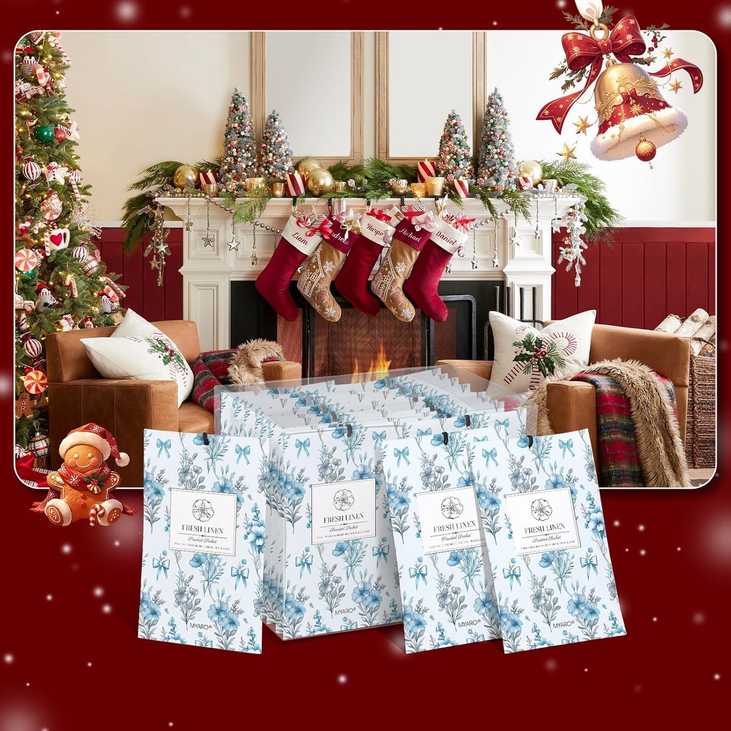 MYARO 20 Packs Fresh Linen Sachets for Drawer and Closet, Long-Lasting Sachets Bags Air Freshener Fresh Scents, Potpourri Bags Home Fragrance for Lover