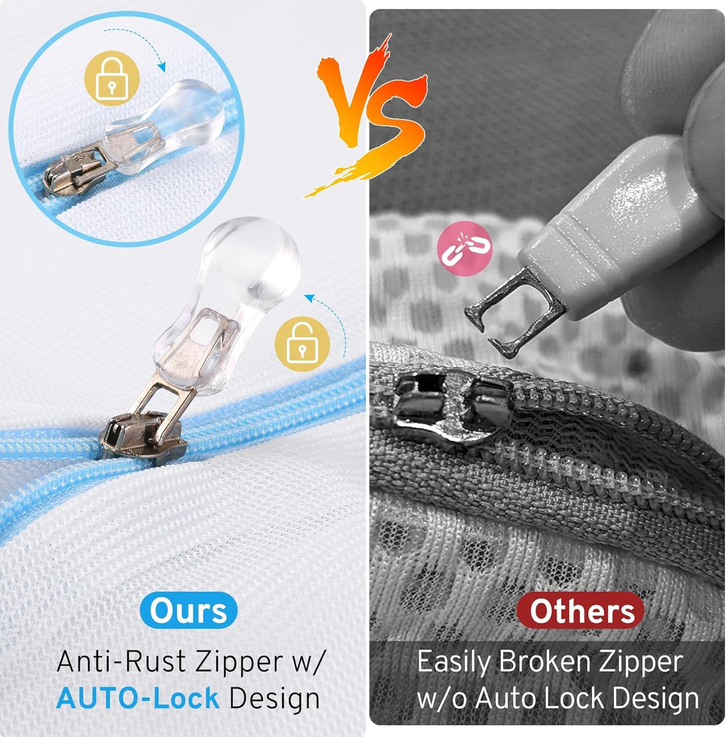 4 Pcs Mesh Laundry Bags Set for Delicates with AUTO-Lock Zipper, Lingerie Bags for Washing Delicates, Laundry Bags Mesh Wash Bags, Delicates Laundry Bag for Jeans,Blouse,Stocking,Bra(XL, 24" x 20")