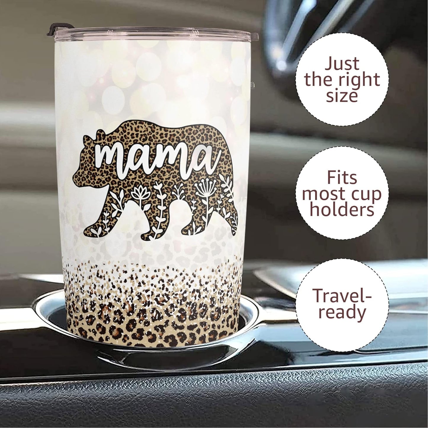 Macorner Mothers Day, Birthday Gifts for Mom Nana From Daughter Son - Christmas Gifts For Women Grandma - Stainless Steel Bear Tumbler 20oz