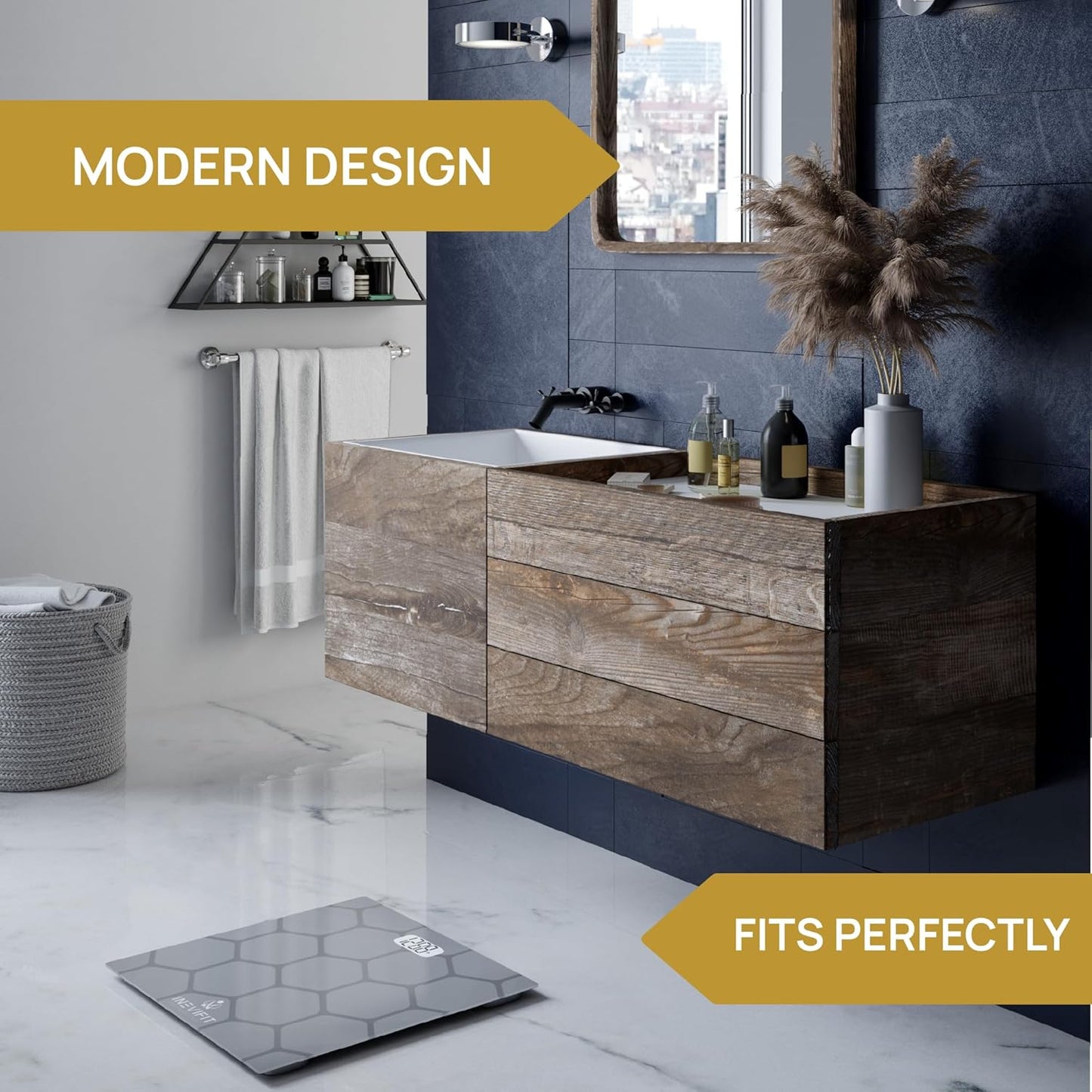 INEVIFIT Bathroom Scale, Highly Accurate Digital Bathroom Body Scale, Measures Weight up to 400 lbs. Includes Batteries